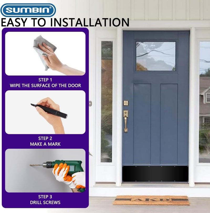 SUMBIN 1 PC 34 x 8 Inch Deck The Door Decor Door Kick Plate in Mat Black Finish with Screws - Image 5