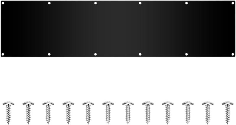 SUMBIN 1 PC 34 x 8 Inch Deck The Door Decor Door Kick Plate in Mat Black Finish with Screws - Image 1