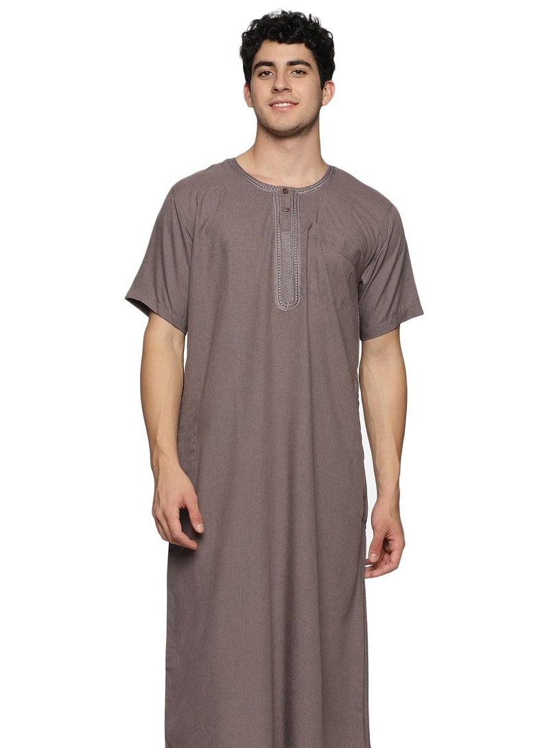 U.S. ELK Men's Round Neck Short Sleeves Jalabiya for Men - Men's Short Sleeve Robe/Thobe - Mix Color 2 - Image 1