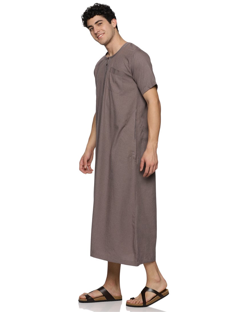 U.S. ELK Men's Round Neck Short Sleeves Jalabiya for Men - Men's Short Sleeve Robe/Thobe - Mix Color 2 - Image 4
