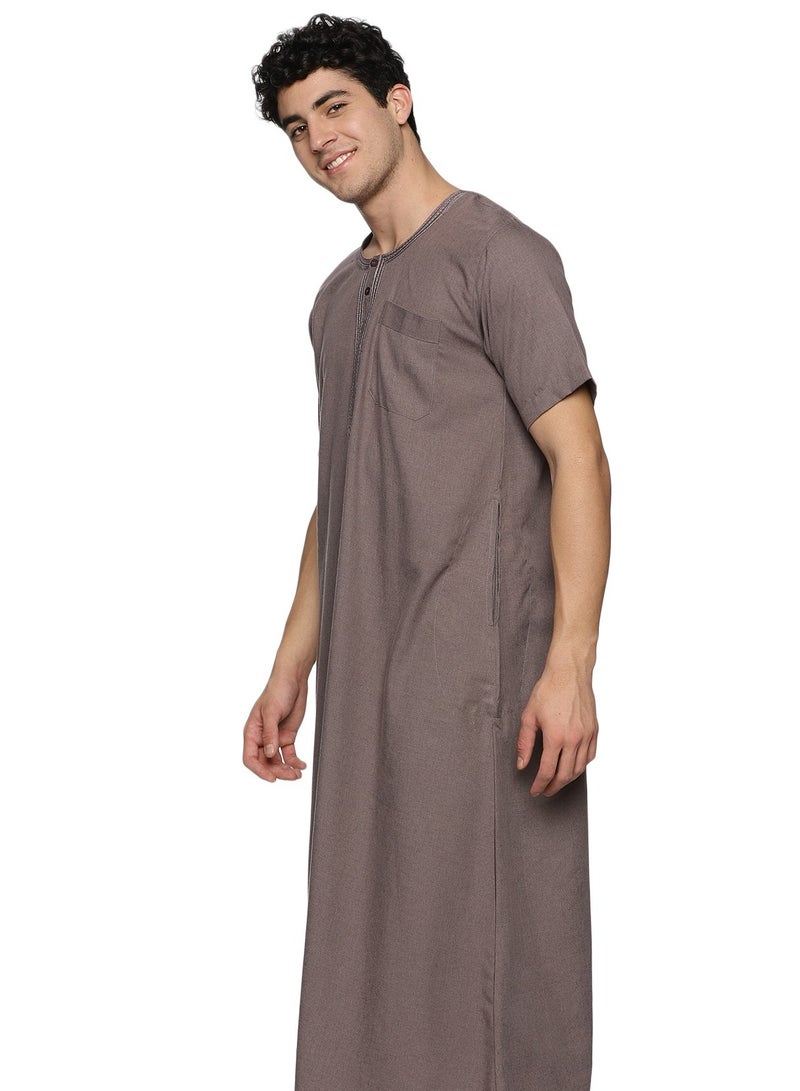 U.S. ELK Men's Round Neck Short Sleeves Jalabiya for Men - Men's Short Sleeve Robe/Thobe - Mix Color 2 - Image 3