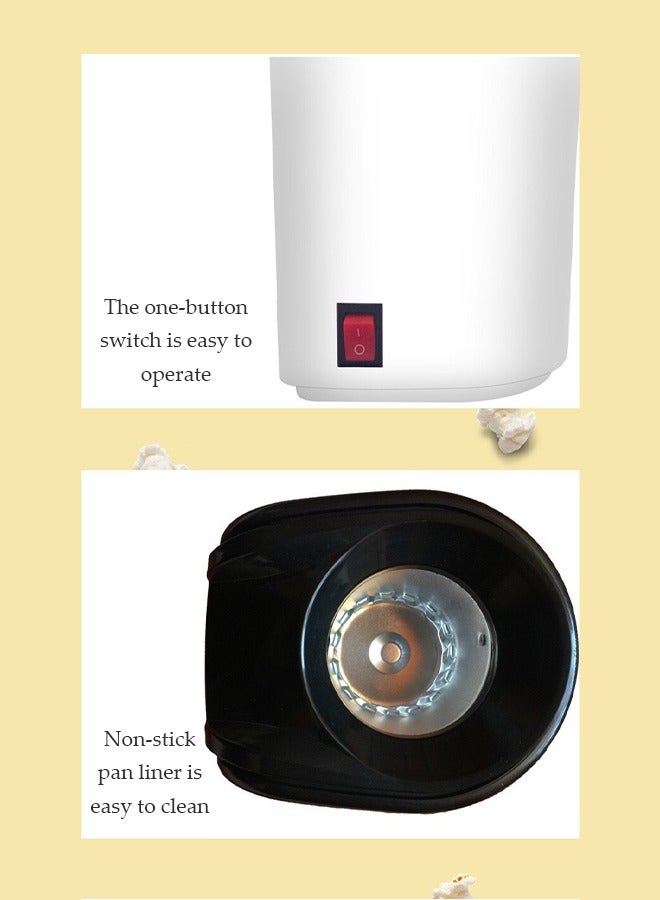 DUNISO Hot air popcorn machine,home mini popcorn machine，children's DIY electric popcorn machine, non stick inner pot, no need for oil and water, suitable for families, cafes, restaurants, and gatherings, black  - Image 4