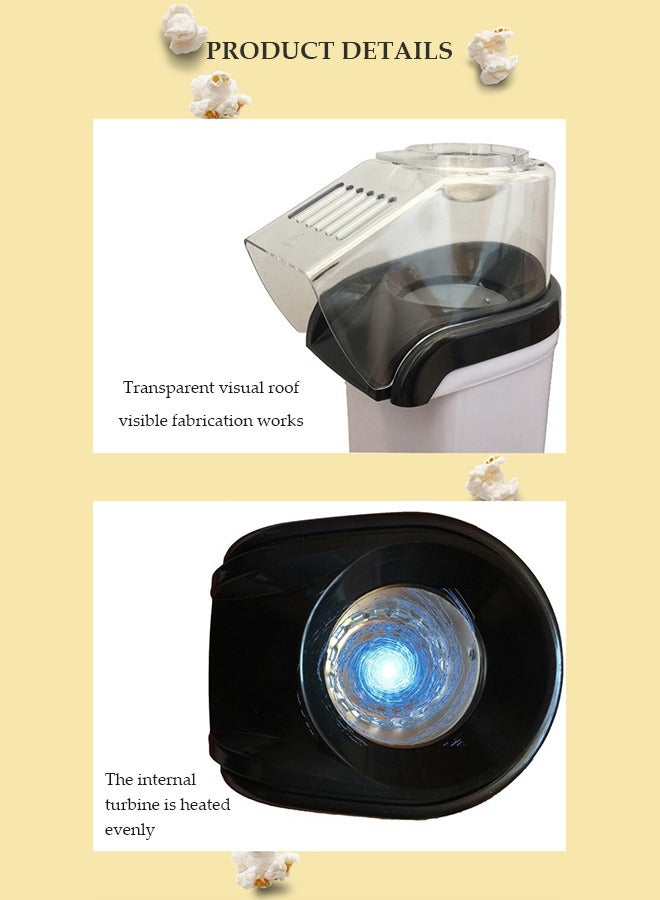 DUNISO Hot air popcorn machine,home mini popcorn machine，children's DIY electric popcorn machine, non stick inner pot, no need for oil and water, suitable for families, cafes, restaurants, and gatherings, black  - Image 3