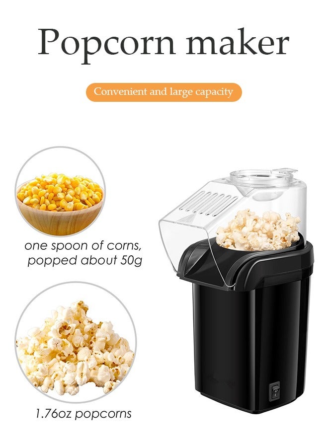 DUNISO Hot air popcorn machine,home mini popcorn machine，children's DIY electric popcorn machine, non stick inner pot, no need for oil and water, suitable for families, cafes, restaurants, and gatherings, black  - Image 2