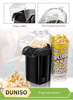 DUNISO Hot air popcorn machine,home mini popcorn machine，children's DIY electric popcorn machine, non stick inner pot, no need for oil and water, suitable for families, cafes, restaurants, and gatherings, black  - Image 1