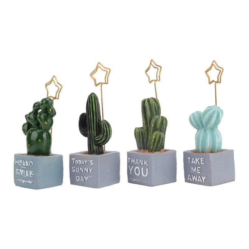 4 Pcs Desk Picture Holder Cartoon Pot Shape Resin Desktop Photo Clip Message Memo Clip Holder Home Office Decoration - Image 2
