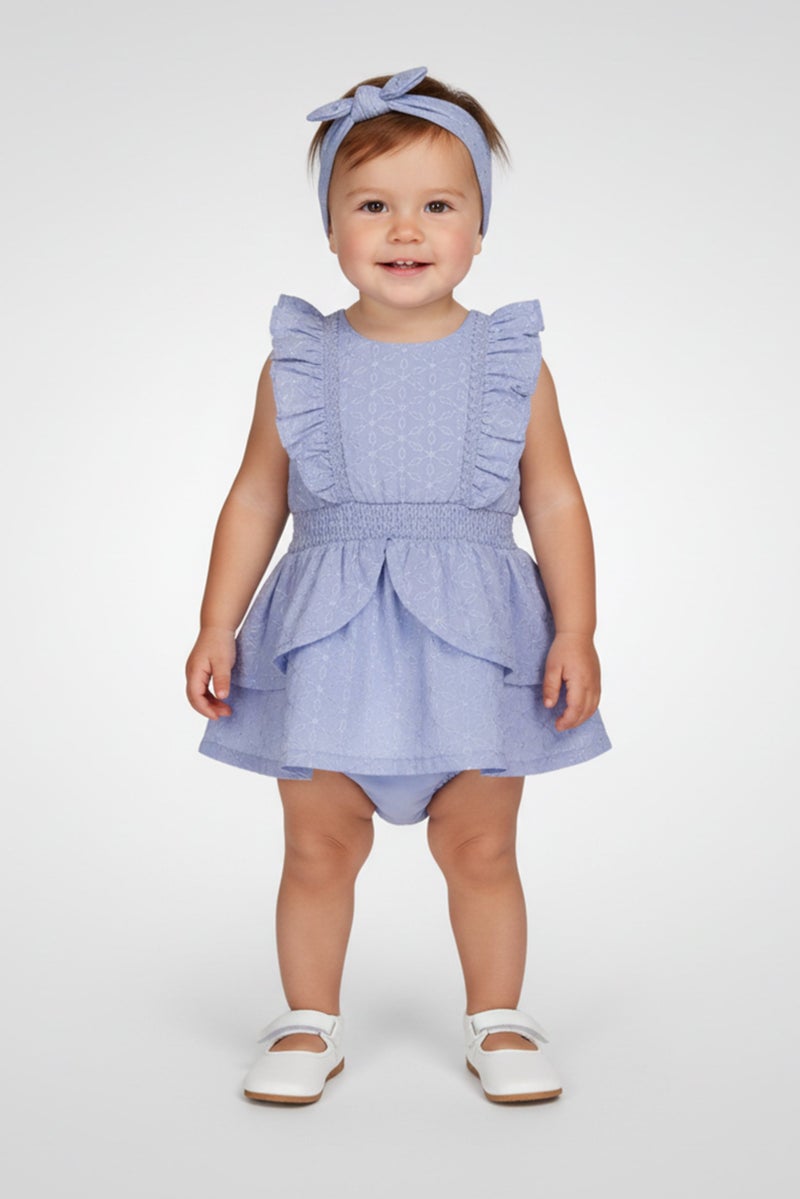 Nanette lepore Toddlers Girl 3 Piece Textured Dress Underwear And Headband, Light Purple - Image 1