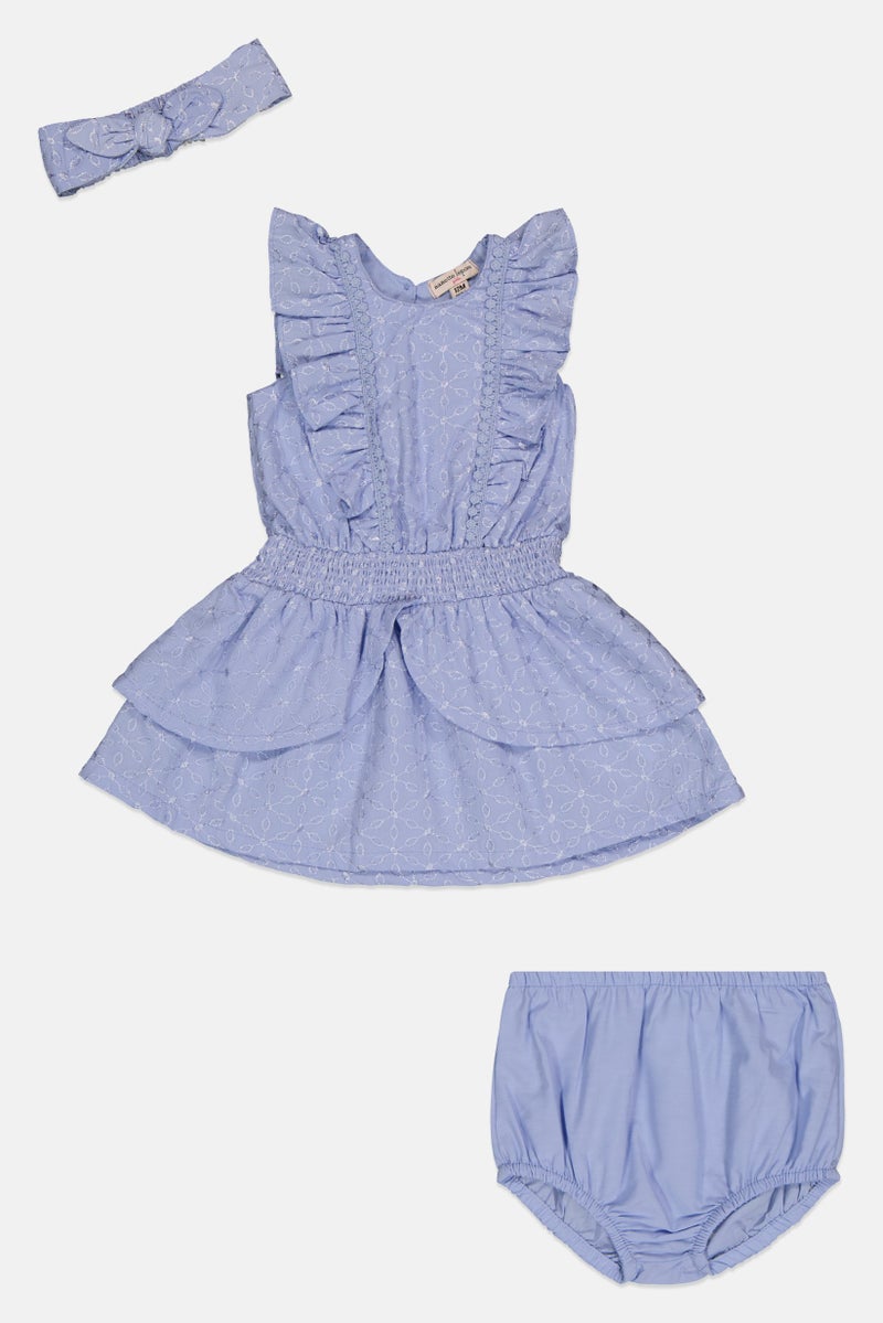 Nanette lepore Toddlers Girl 3 Piece Textured Dress Underwear And Headband, Light Purple - Image 3