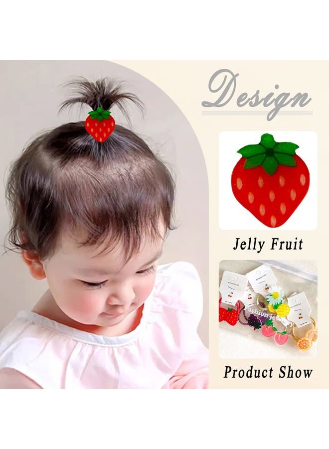 Totelux Hair Ties Elastics Cartoon Fruit Soft Rubber Bands Hair Band Hair Accessories for Girls Small Ponytail Holder Hair Ropes Cute Hair Ties No Damage for Toddler Infant Teens 10pcs - Image 3