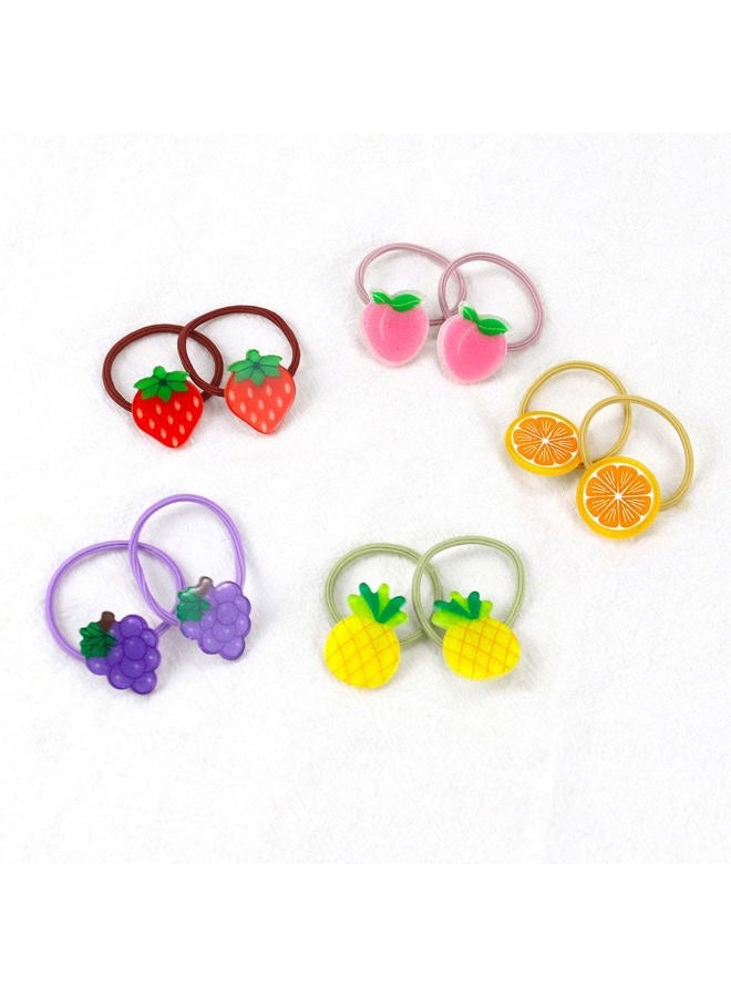 Totelux Hair Ties Elastics Cartoon Fruit Soft Rubber Bands Hair Band Hair Accessories for Girls Small Ponytail Holder Hair Ropes Cute Hair Ties No Damage for Toddler Infant Teens 10pcs - Image 1