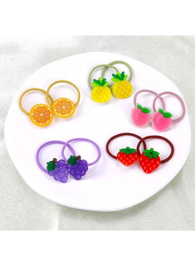 Totelux Hair Ties Elastics Cartoon Fruit Soft Rubber Bands Hair Band Hair Accessories for Girls Small Ponytail Holder Hair Ropes Cute Hair Ties No Damage for Toddler Infant Teens 10pcs - Image 4