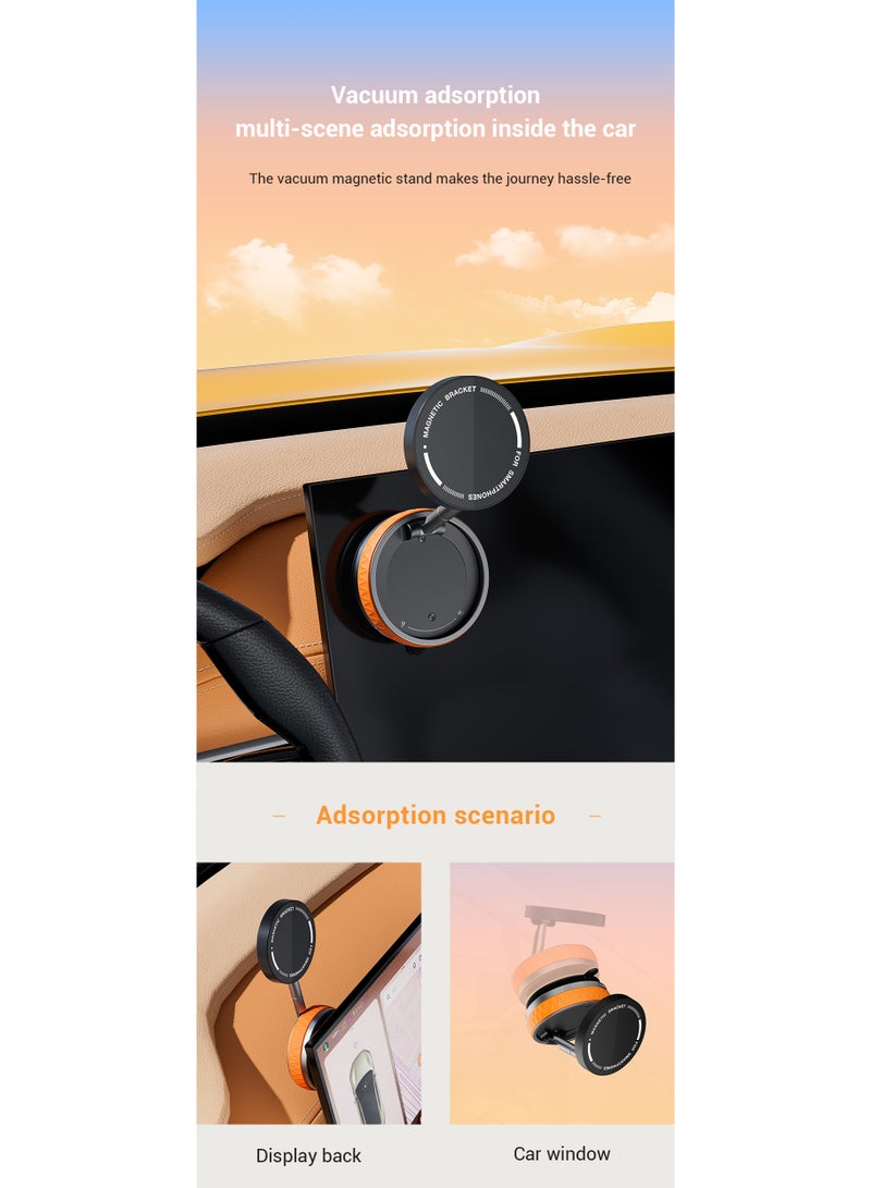 Black Magnetic Car Phone Holder with Vacuum Suction, Car Phone Mount with Magnet, Car Phone Stand Suction with Magnetic Magnet, Flexible Adjustable Phone Mount for All Smartphones MagSafe - Image 4