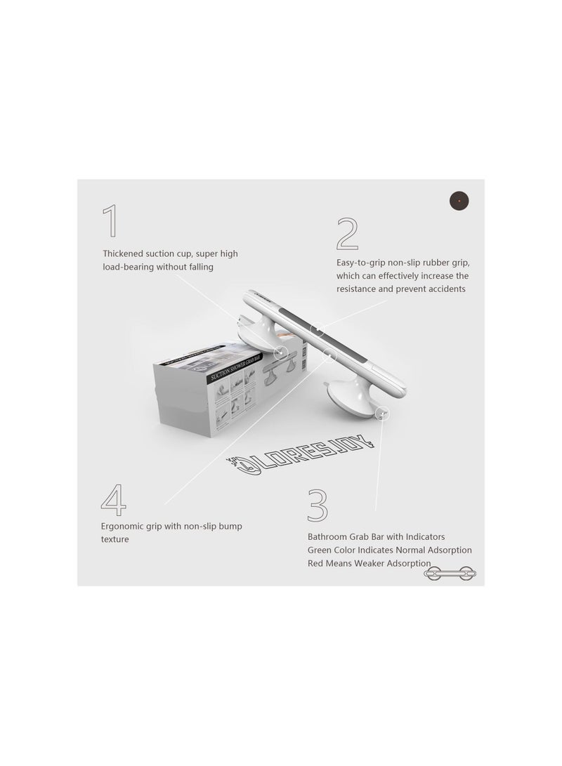 Y&D Handicap Grab Bars, for Bathtubs and Showers, 12 inch Bars Bathroom with Indicators, Suction Cup Shower Handle Elderly, Balance Assist Safety Bath Bar(1Pack) - Image 2