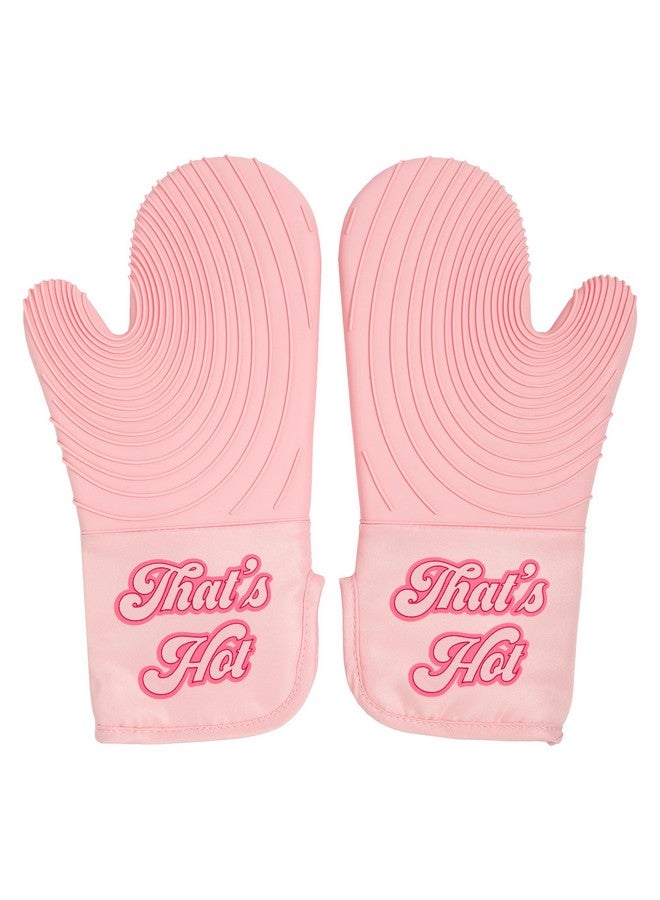 باريس هيلتون مجموعة قفازات الفرن ذات اللون الوردي من باريس هيلتون، حاملات أواني مقاومة للحرارة بمقابض سيليكون مانعة للانزلاق، مجموعة من قطعتين، وردية اللون - Image 1