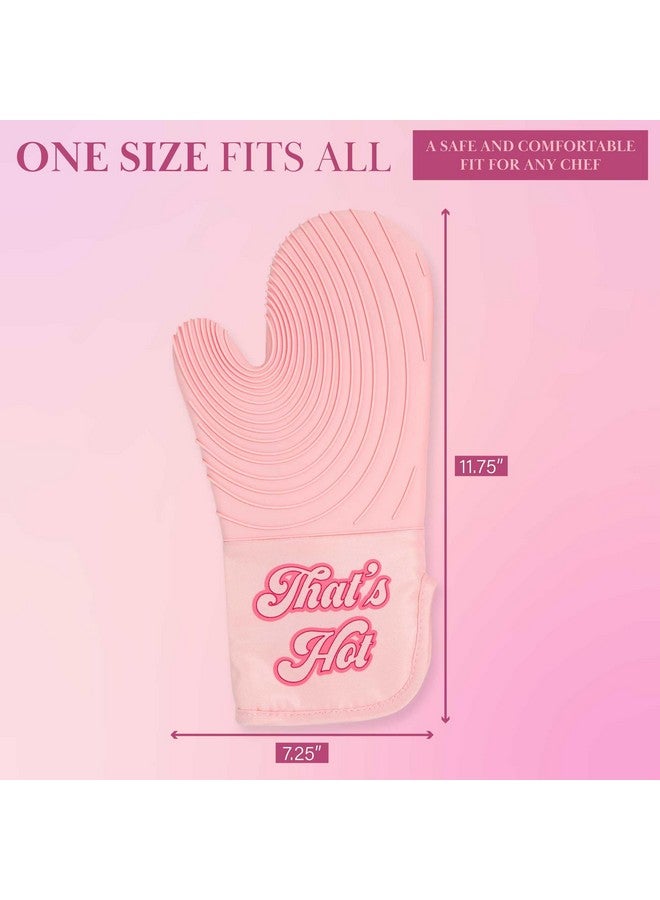 باريس هيلتون مجموعة قفازات الفرن ذات اللون الوردي من باريس هيلتون، حاملات أواني مقاومة للحرارة بمقابض سيليكون مانعة للانزلاق، مجموعة من قطعتين، وردية اللون - Image 5