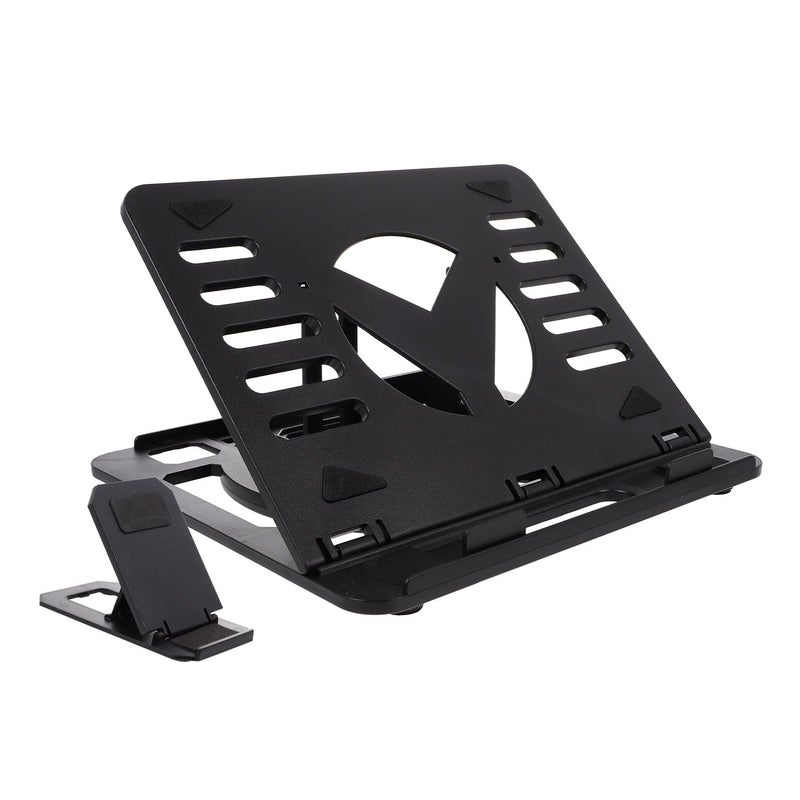 Portable Folding Adjustable Laptop Stand with Cooling Vent Height Riser for Desk Office and Travel Black - Image 2