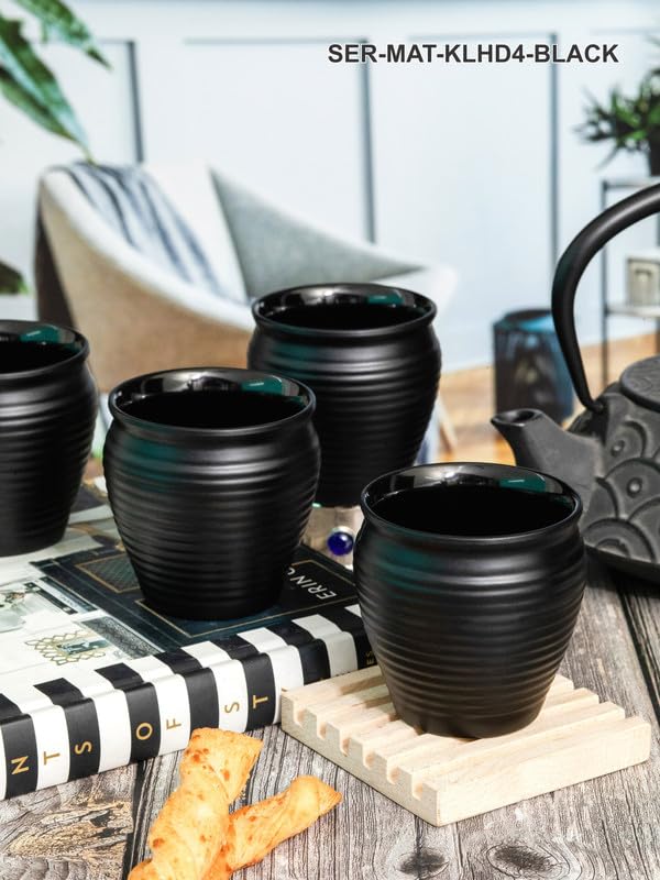 Servewell Servewell Kulhad Matte Set 4 pc - Black 180ml  - Image 5