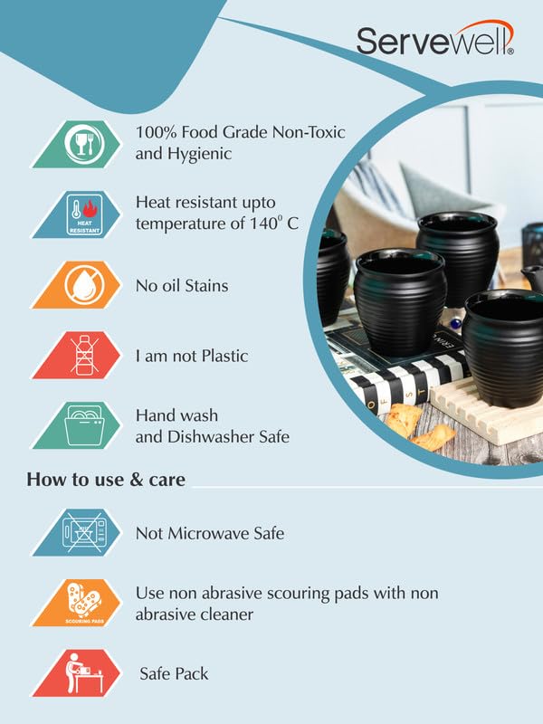 Servewell Servewell Kulhad Matte Set 4 pc - Black 180ml  - Image 4