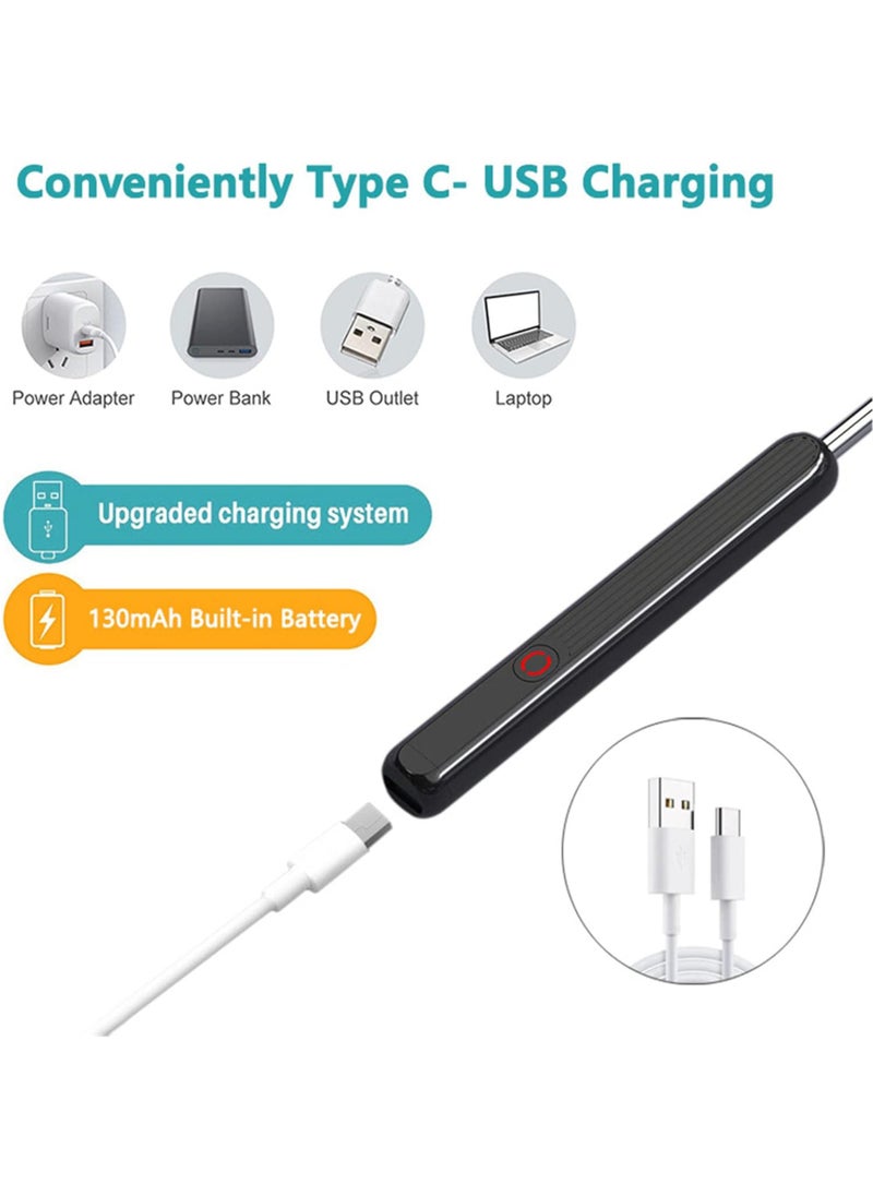 LINJIE Ear Wax Removal, Wifi Visible Wax Elimination Spoon With 4 Soft Silicone Ear Scoops And 8 Black Ear Spoons, Wireless Ear Endoscope 1296p Hd With Led Light (Black)  - Image 3