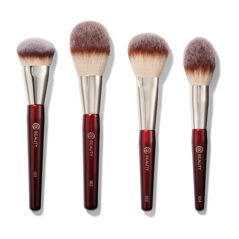 BK BEAUTY ESSENTIALS FACE BRUSH SET 4PC Professional Makeup Brush Set for Liquid or Cream Foundations Powder Bronzer Blush Premium Makeup Brushes for Flawless Application