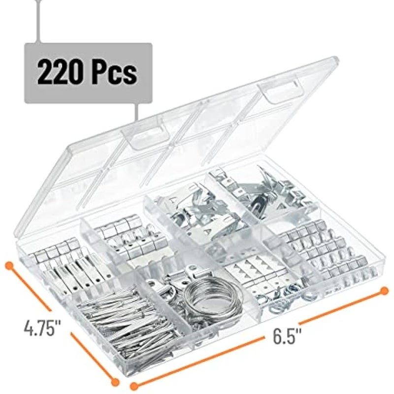 - Picture Hanging Kit, 220pc, Picture Hangers, Nails for Hanging Pictures, Wall Hangers, Picture Hanging, Picture Hanging Hooks, Frame Hanging Hardware, Picture Hooks, Wall Hanging Kit - Image 2