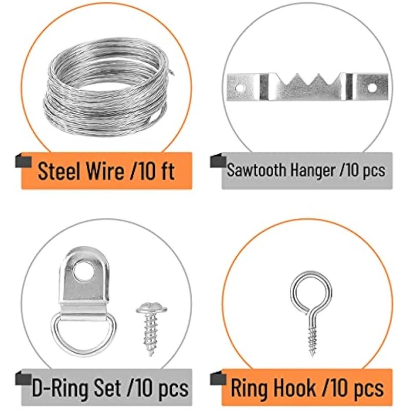 - Picture Hanging Kit, 220pc, Picture Hangers, Nails for Hanging Pictures, Wall Hangers, Picture Hanging, Picture Hanging Hooks, Frame Hanging Hardware, Picture Hooks, Wall Hanging Kit - Image 4