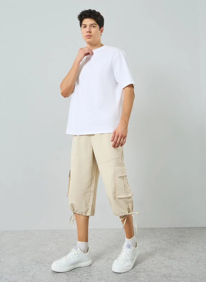Styli Men White Embroidered Boxy Fit T-Shirt