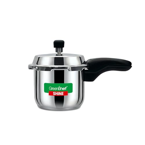 GREENCHEF Shine outer lid Stainless steel Pressure cooker 3 litre Induction Compatible and Gas stove - ISI Certified - Image 1