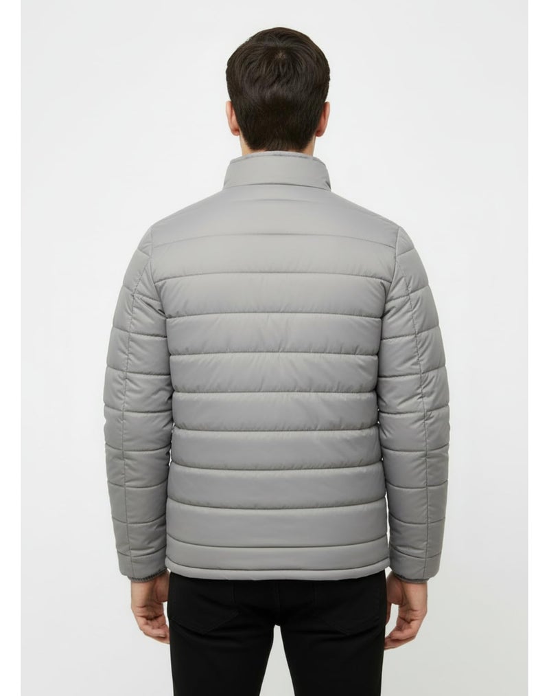 FYLTR Men's Stand Collar Puffer Jacket, Grey, M - Image 4