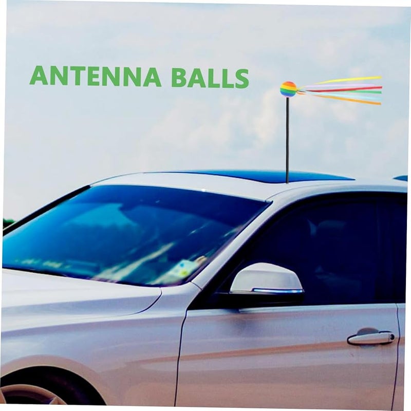 2Pcs Cute Cartoon Car Antenna Ball Ribbon Decoration Splashproof For SUV Truck - Image 3