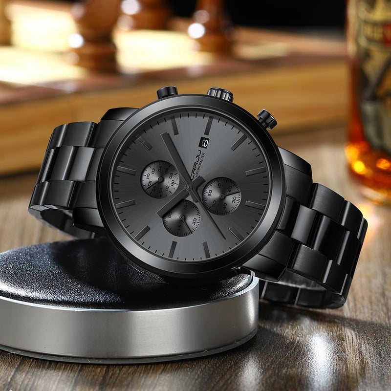 CRRJU Fashion Business Mens Watches with Stainless Steel Waterproof Chronograph Auto Date Quartz Watch for Men - Image 5
