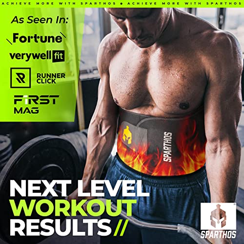Sparthos Waist Trimmer Belt - Neoprene Waste Trainer Trainers Band for Workout, Sweat and Lose Stomach Fat - Sweet Burning Sauna Slimming Effect - Belly Tummy Weight Loss - for Men and Women (L) - Image 2
