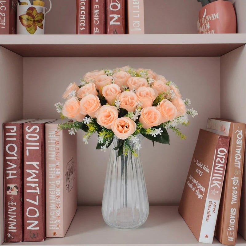 Y&D 24 Heads Artificial Silk Roses with Dried Plants - Handmade Faux Flowers for Christmas, Wedding, Valentine's Day, Thanksgiving & Easter Home Decor - Image 3