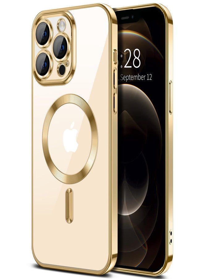 Hython Magnetic Clear for iPhone 12 Pro Max Case with Camera Lens Protector [Compatible with MagSafe] Plating Edge Slim Soft TPU Cover Protective Phone Case for iPhone 12 Pro Max 6.7", Gold - Image 1