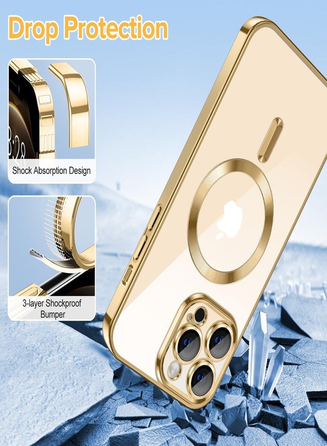 Hython Magnetic Clear for iPhone 12 Pro Max Case with Camera Lens Protector [Compatible with MagSafe] Plating Edge Slim Soft TPU Cover Protective Phone Case for iPhone 12 Pro Max 6.7", Gold - Image 5