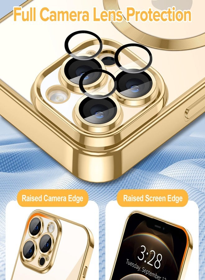 Hython Magnetic Clear for iPhone 12 Pro Max Case with Camera Lens Protector [Compatible with MagSafe] Plating Edge Slim Soft TPU Cover Protective Phone Case for iPhone 12 Pro Max 6.7", Gold - Image 4