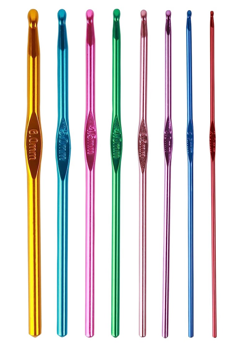 GEMSY Gemsy Knitting Crochet Hook Needle Set HardAnodized Aluminum Hook for Embroidery Ultimate Sewing Craft Sweater Woolen Cloth Yarn Thread Quality Needles Kit for Knitting DIY Set of 8 - Image 1