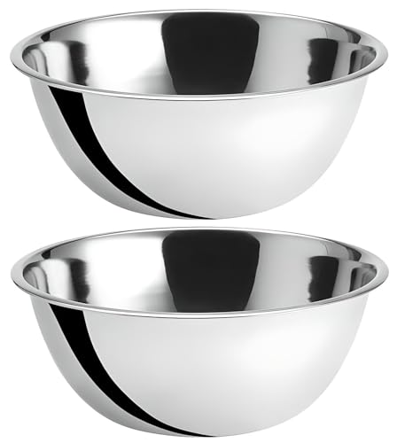 OCSParts OCS Parts 8 Quart Mixing Bowls | Set of 2 | 13.25-Inch Stainless Steel Professional Grade Flat Base Mixing Bowls for Home and Commercial Kitchens - Image 1