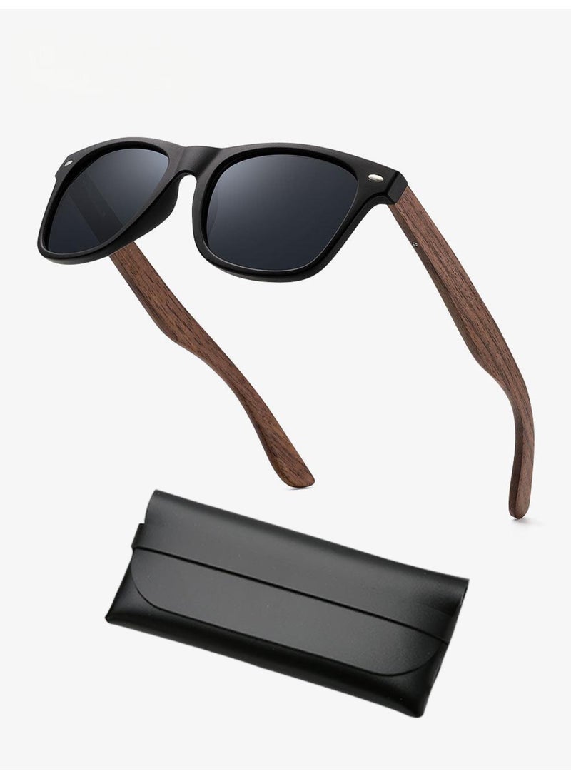 Veil Sunglasses for Men Women Polarized with Handmade Natural Wood Frames UV400 Protection - Image 1