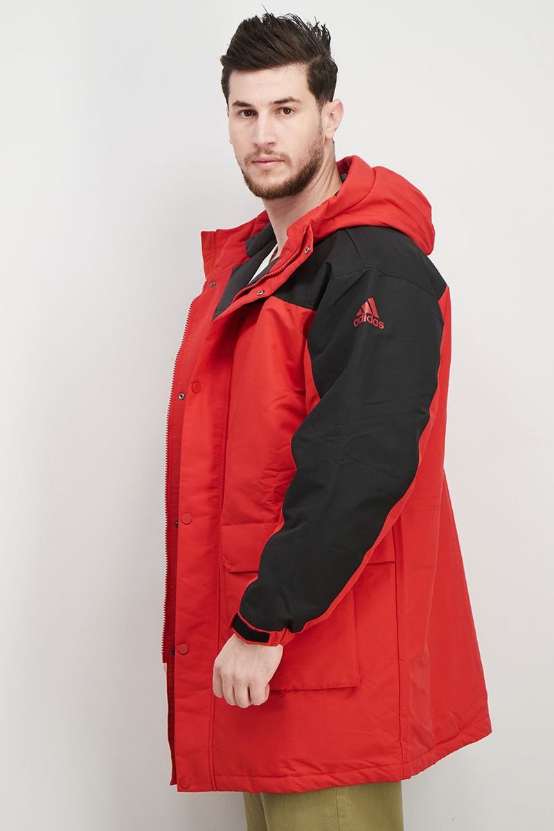 Adidas Men Sportswear Fit Textured Puffer Jacket, Red - Image 3