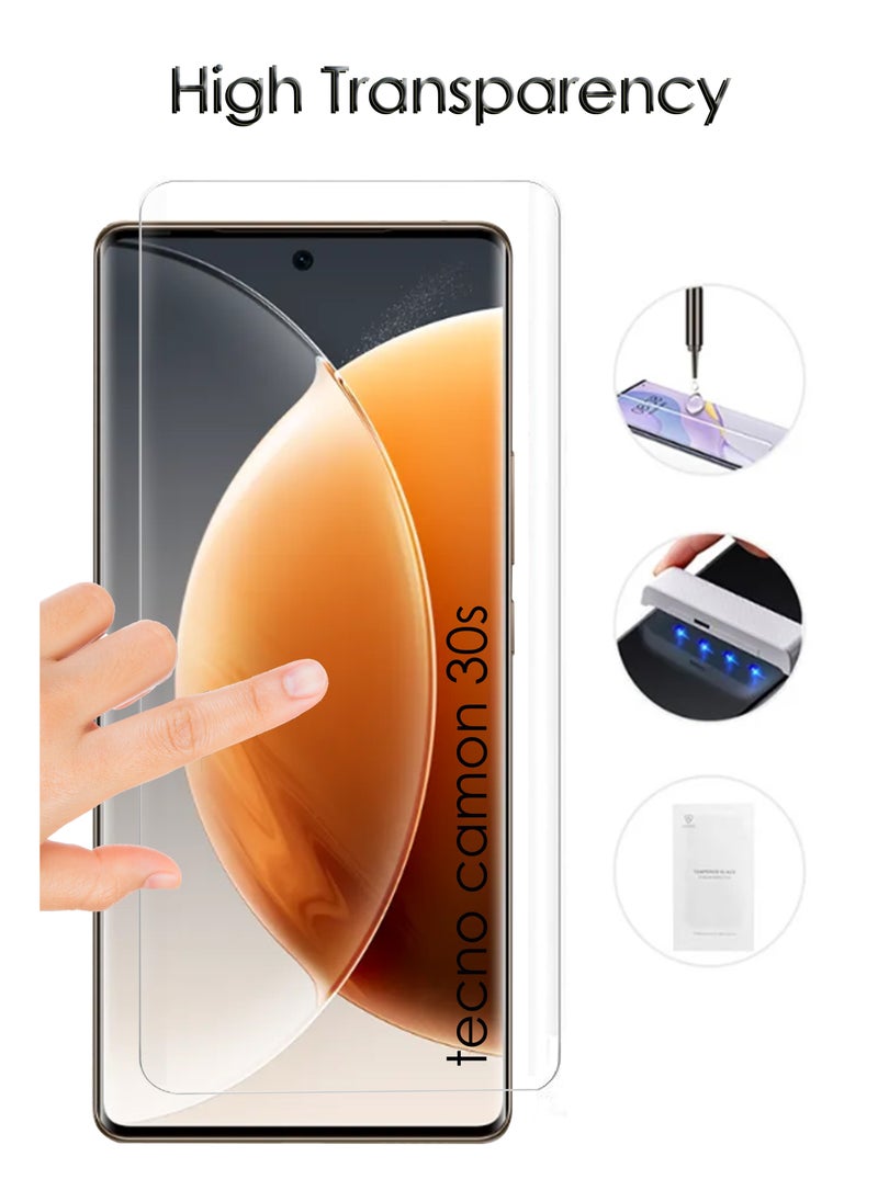 Tecno Camon 30s - UV Liquid Glue Full Curved Coverage Tempered Glass Screen Protector