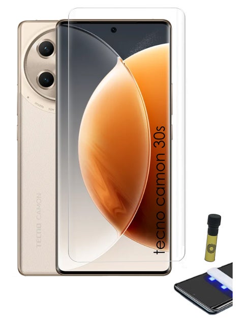 Tecno Camon 30s - UV Liquid Glue Full Curved Coverage Tempered Glass Screen Protector