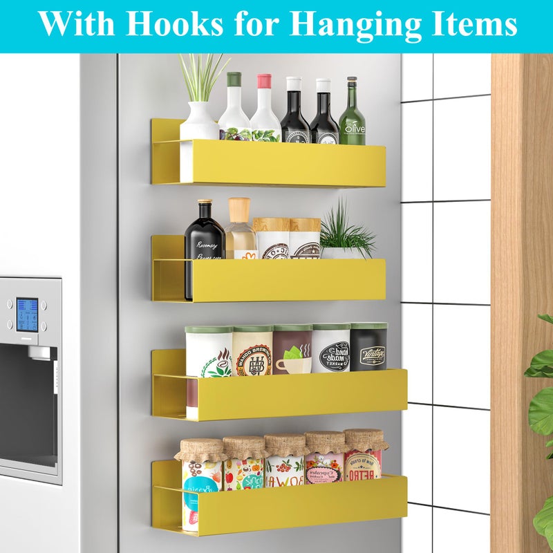 HuggieGems 4 Pack Magnetic Spice Storage Rack Organizer for Refrigerator and Oven, Gold Fridge Organizers and Storage - Image 2