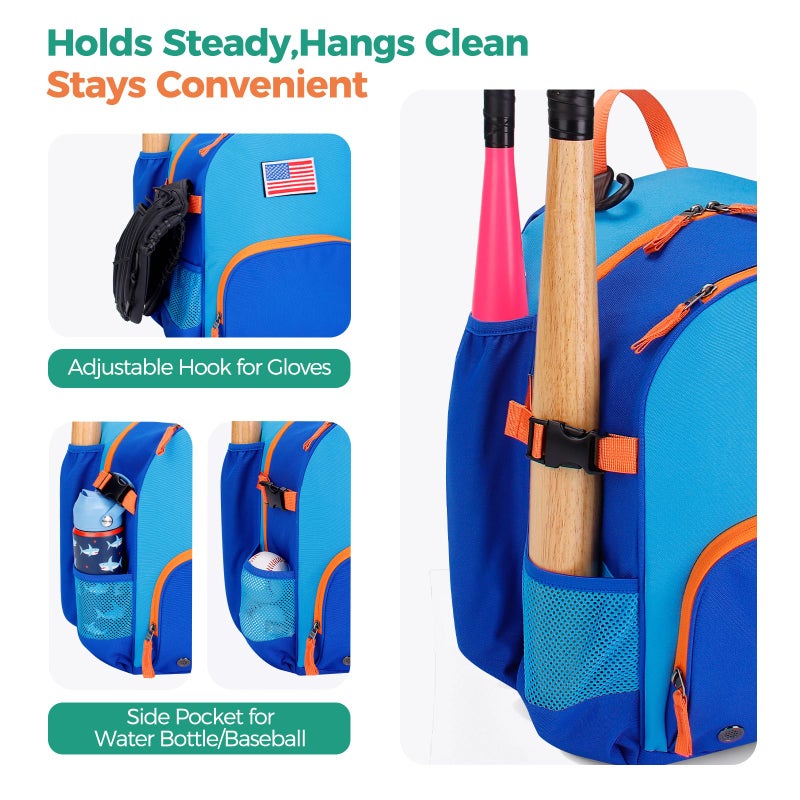 Choco Mocha TBall Bag for Girls Toddler Baseball Bag, Kids Baseball & Softball Backpack with Bat Holder, Cheetah-Purple - Image 5