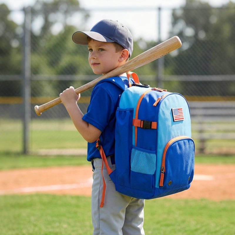 Choco Mocha TBall Bag for Girls Toddler Baseball Bag, Kids Baseball & Softball Backpack with Bat Holder, Cheetah-Purple - Image 2