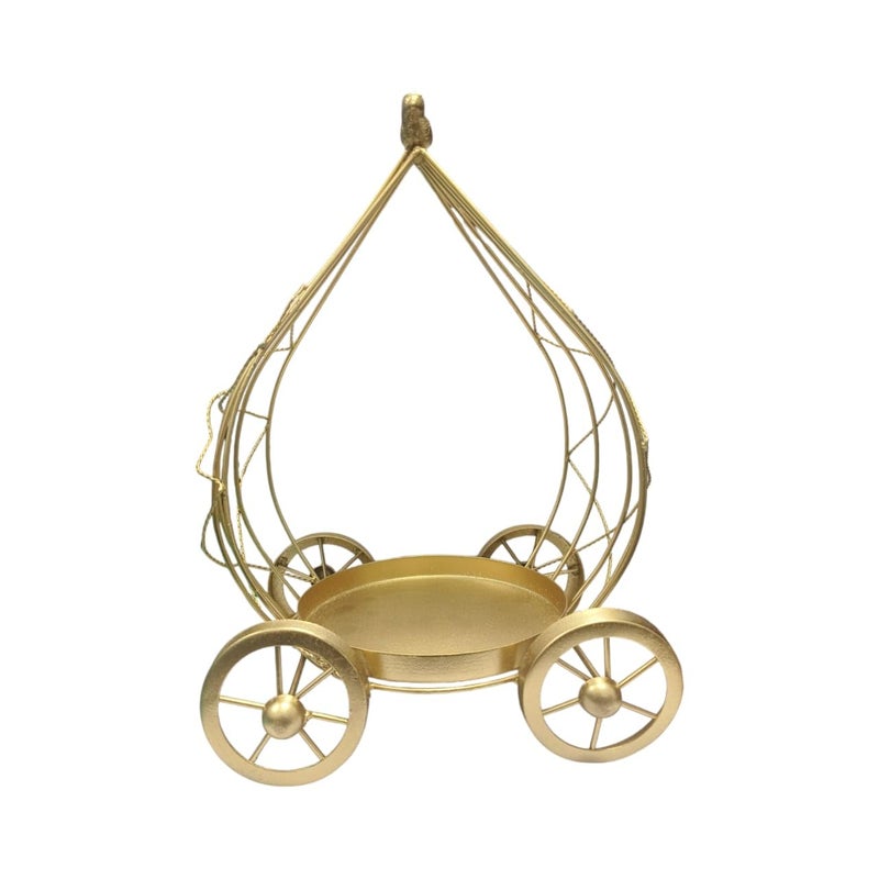 Vrindavanstore.in Elegant Handcrafted Brass Carriage Basket - Decorative Showpiece with Wheels for Weddings, Cakes, Home & Office Décor - Image 1