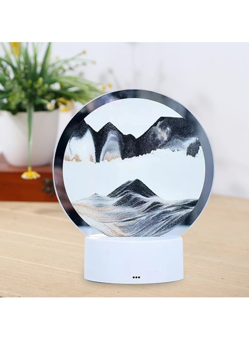 DubaiGallery صورة فن الرمل المتحرك زجاج دائري 3D منظر تحت البحر في حركة عرض رمل متدفق، ألعاب فنية كبيرة للأطفال، زينة مكتبية منزلية ومكتبية - Image 2