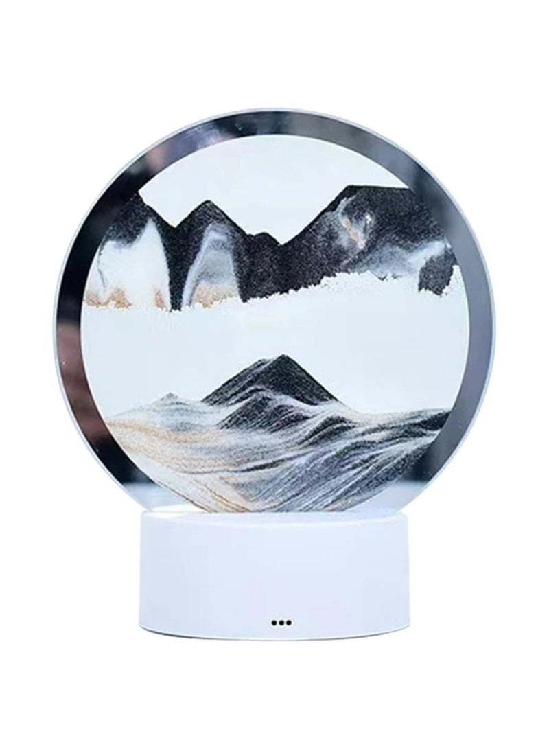 DubaiGallery صورة فن الرمل المتحرك زجاج دائري 3D منظر تحت البحر في حركة عرض رمل متدفق، ألعاب فنية كبيرة للأطفال، زينة مكتبية منزلية ومكتبية - Image 3