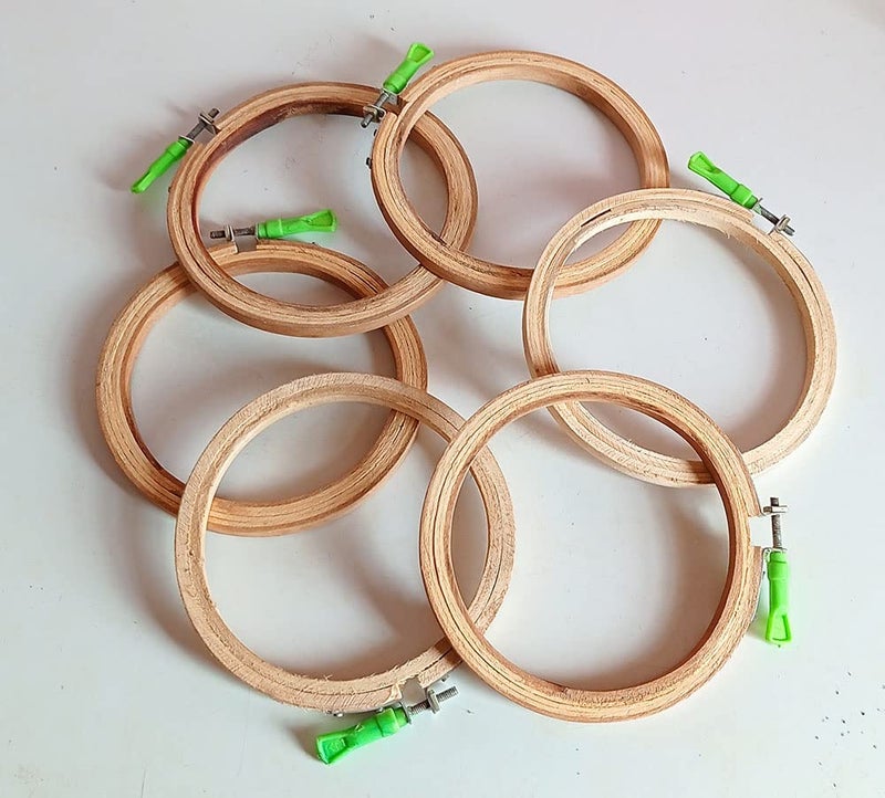 Wooden Embroidery Hoop Ring Frame 6 Pcs 6 inch  - Image 1