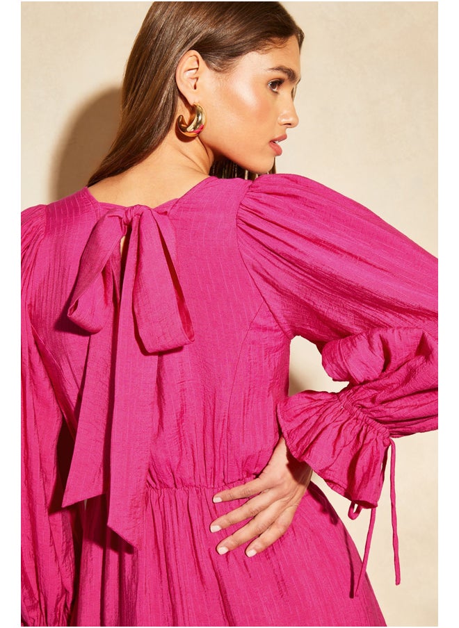 Lipsy London - Lipsy Long Sleeve Tie Back Mini Dress - Image 1